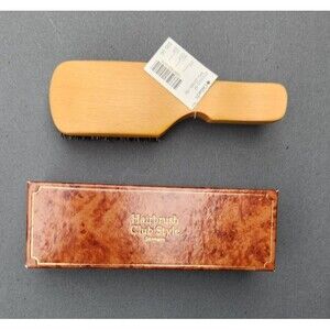 Club Style Bristle Hair Brush UNUSED With Box West Germany Wood Handle 7"